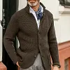 Men's Lapel Plain Cardigan Sweater