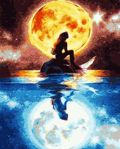 

Mermaid Under The Moonlig – Paint By Numbers - 40*50CM, 501 Original