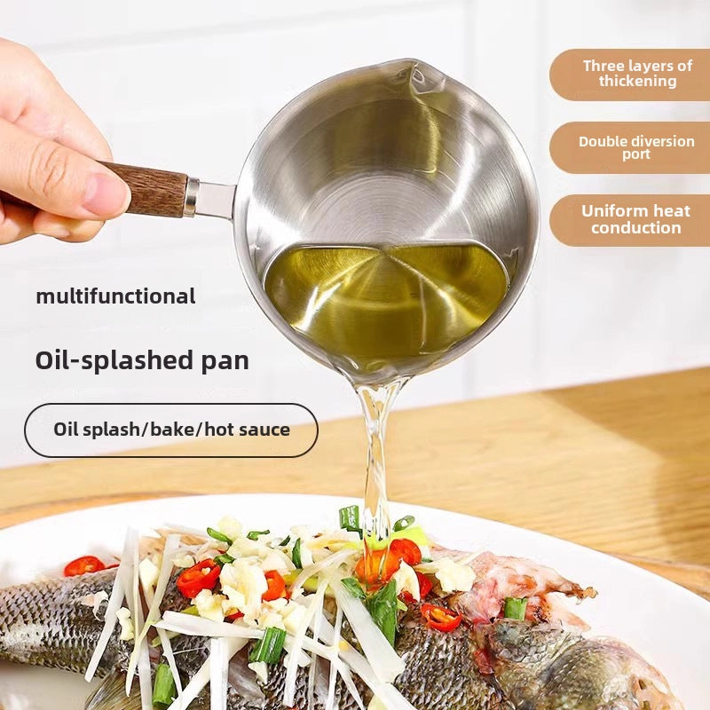 Multi-functional Hot Oil Small Pot Stainless Steel Mini Cooking Oil Pouring Pot Special Small Spoon For Oil Spraying Artifact Oil Pouring Pot