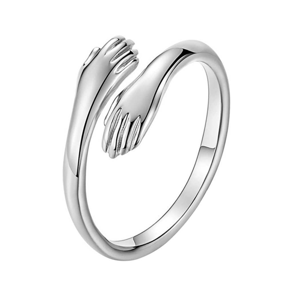 

Creative Love Hug Silver Ring Unisex Adjustable Open Ring Jewelry, 501 Original