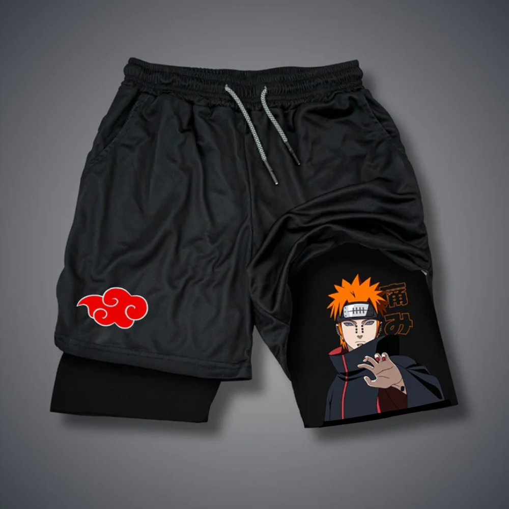 Casual Ninja Anime Print Gym Shorts