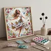 Fille avec papillon et fleur-peinture sp&eacute;ciale au diamant partiel-30*30cm