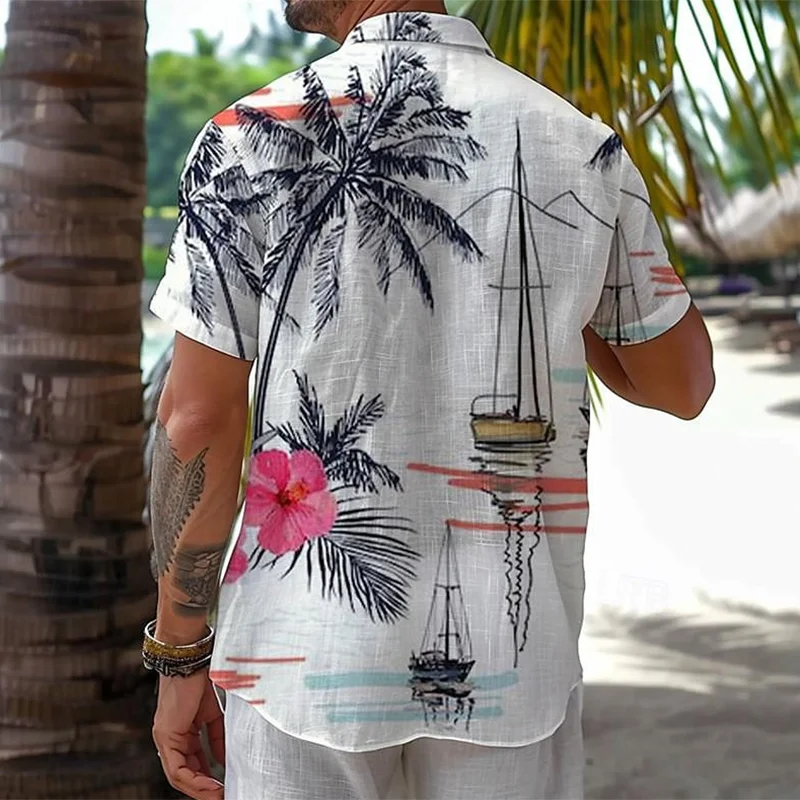 Men's Hawaiian Resort Print Short Sleeve Shirt-inspireuse