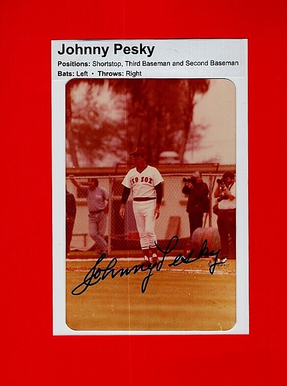 JOHNNY PESKY-BOSTON RED SOX AUTOGRAPHED 4X6 COLOR Photo Poster painting-(d.2012)