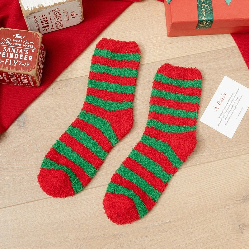 Christmas Socks Women’s Coral Fleece Socks Women’s Carpet Velvet Socks Winter Thickened Floor Sleeping Plush Socks