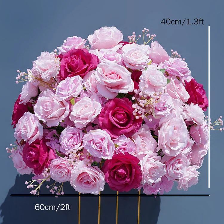 A5185 Pink Series Heart Shaped Horn Arch Decor Rose Floral Row Table Centerpieces