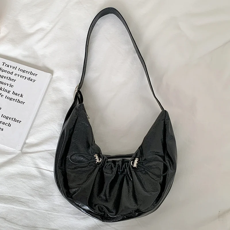Mongw Mongw Single Shoulder Bag Niche Design Personality Female Bag New Tide Draw Rope Fold Dumpling Package Armpit Bag Advanced Sense