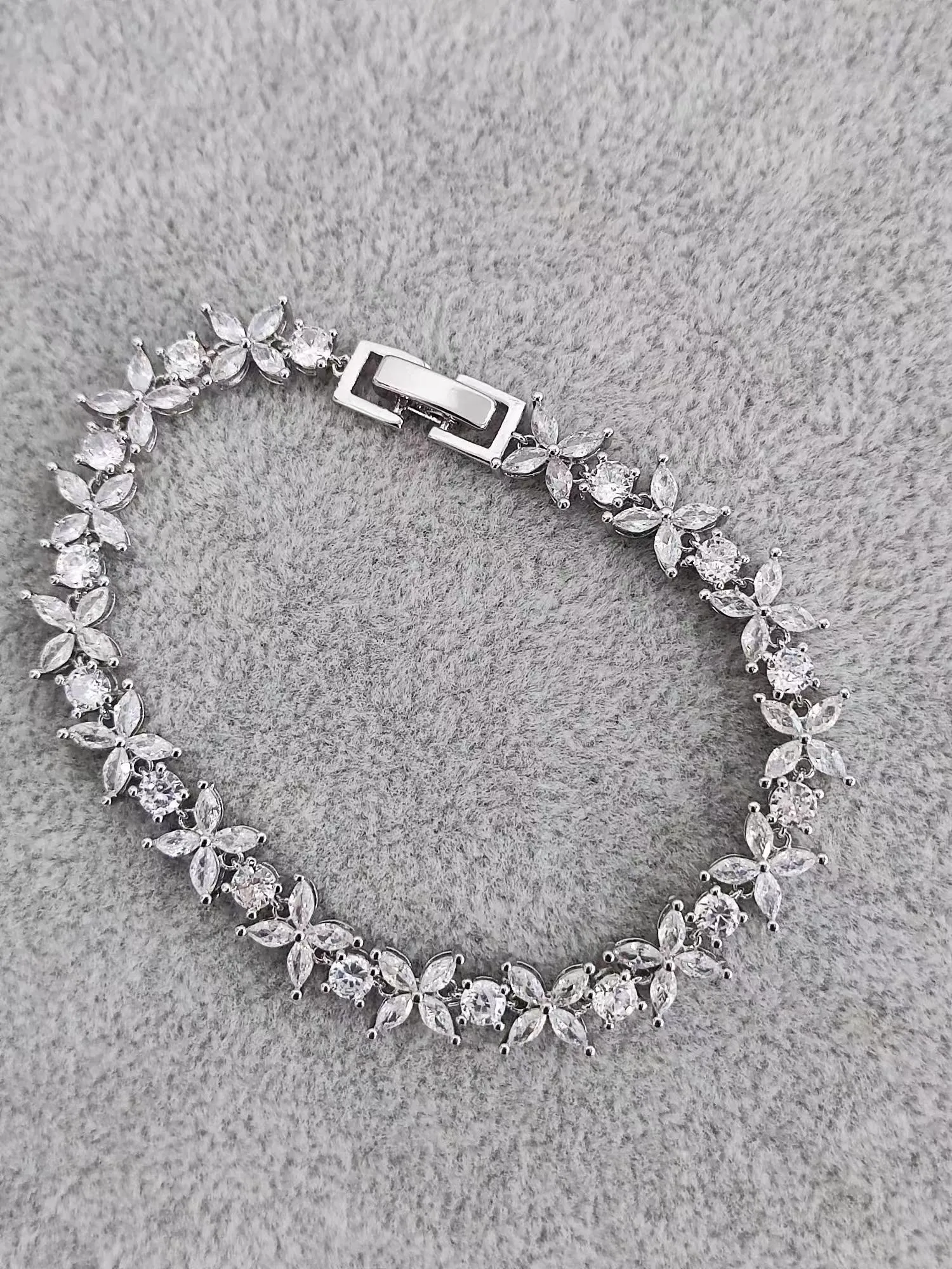 Tiffany Cluster Tennis Bracelet in Platinum with Diamonds