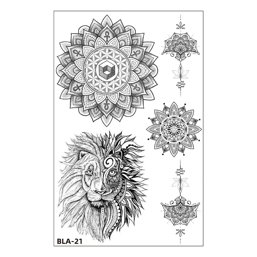 Women Waterproof Temporary Tattoo Sticker Mandala Flower Tatoo Elephant Feather Body Art Water Transfer Clavicle Temporary Tatto