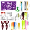Fishing Lures Kit with Jig Heads Hooks Soft Worm Bait Lures for Bass Pike Crank