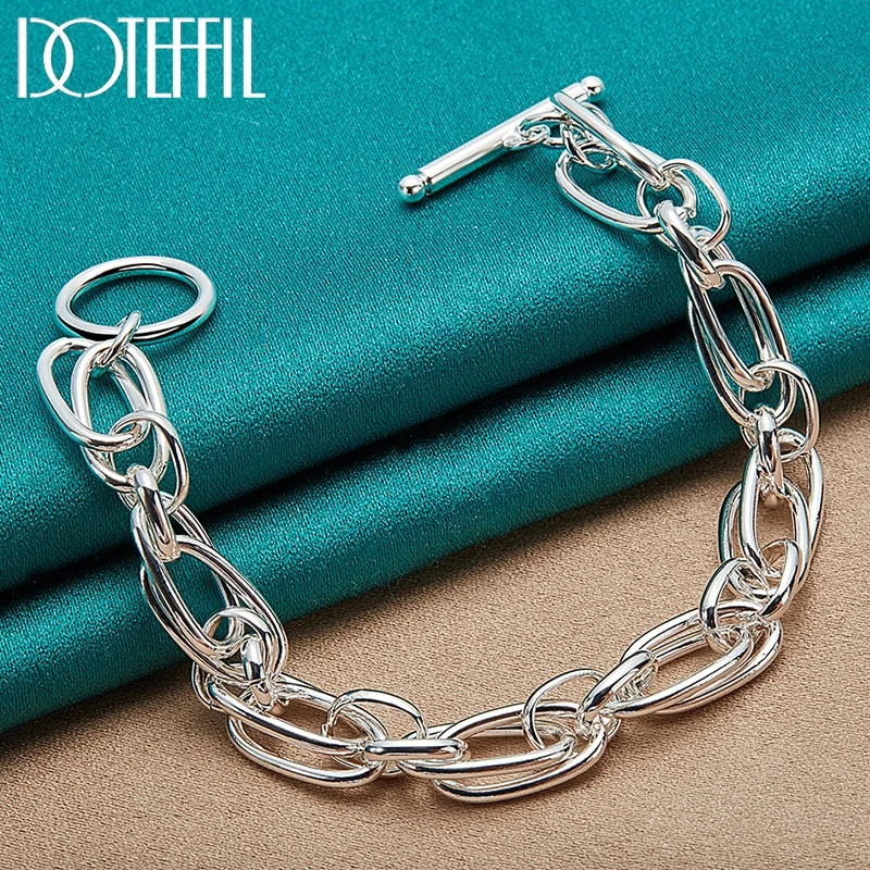 925 Sterling Silver Smooth Circle Chain Bracelet For Women Jewelry