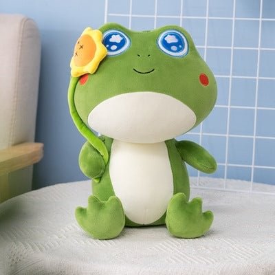 Big Eyes Frog with Sunflower plush doll
