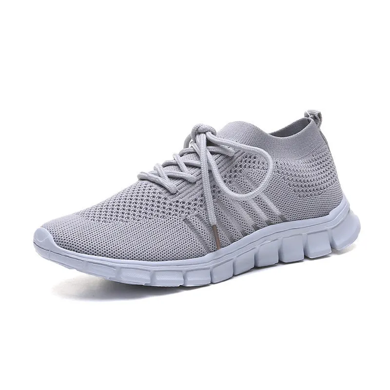 Women's Solid Color Shoelaces Round Toe Flat Heel Casual Sneakers