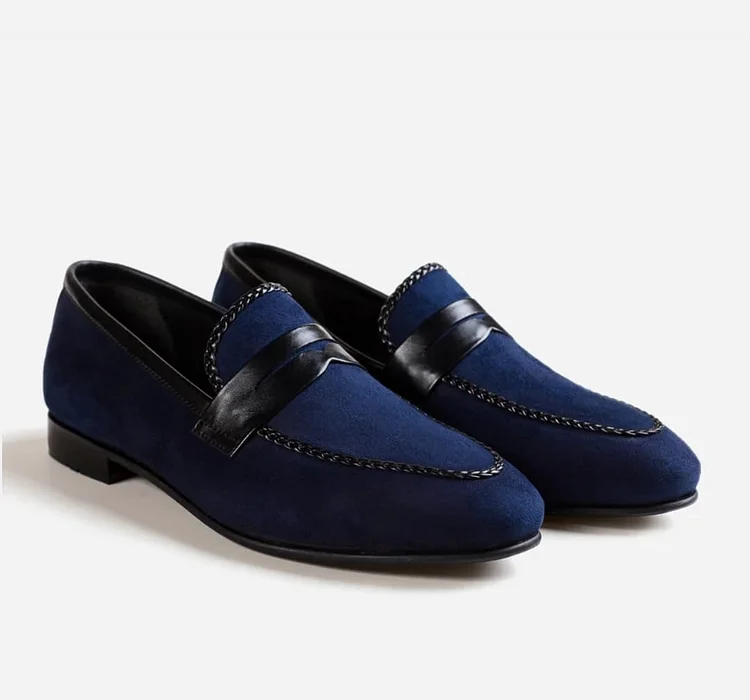 Handmade Mens blue suede moccasins, Men Navy blue suede shoes Loafer, Mens