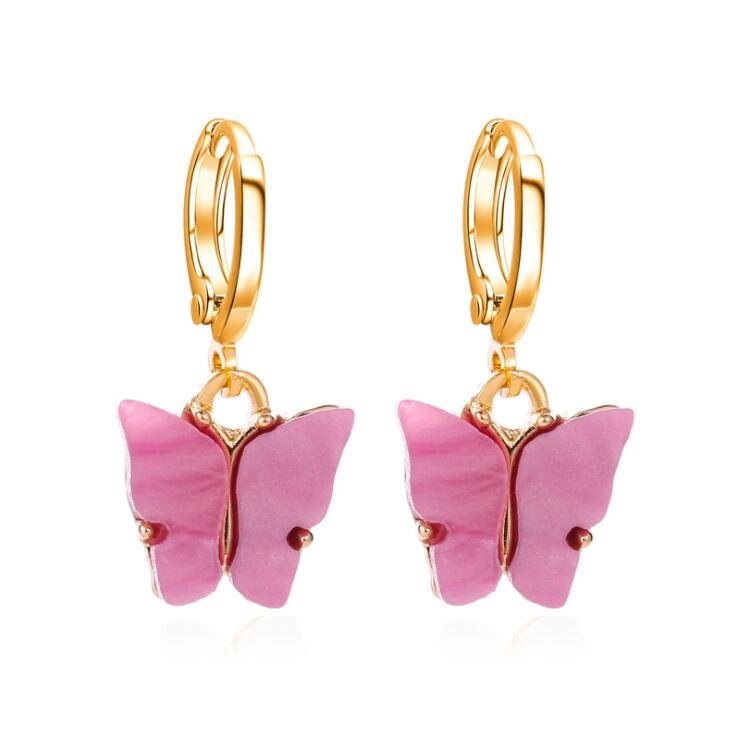 ACRYLIC BUTTERFLY DANGLE EARRINGS