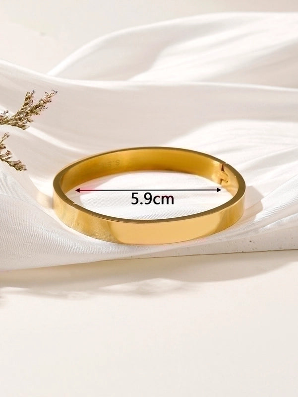 Basic Round 304 Stainless Steel 24K Gold Plated Bangle In Bulk