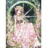 Pink Flower Girl  | Full Round Diamond Painting Kits