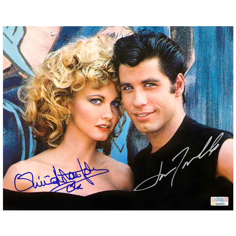 Olivia Newton-John & John Travolta Autographed Grease Sandy and Danny 8x10 Photo Poster painting