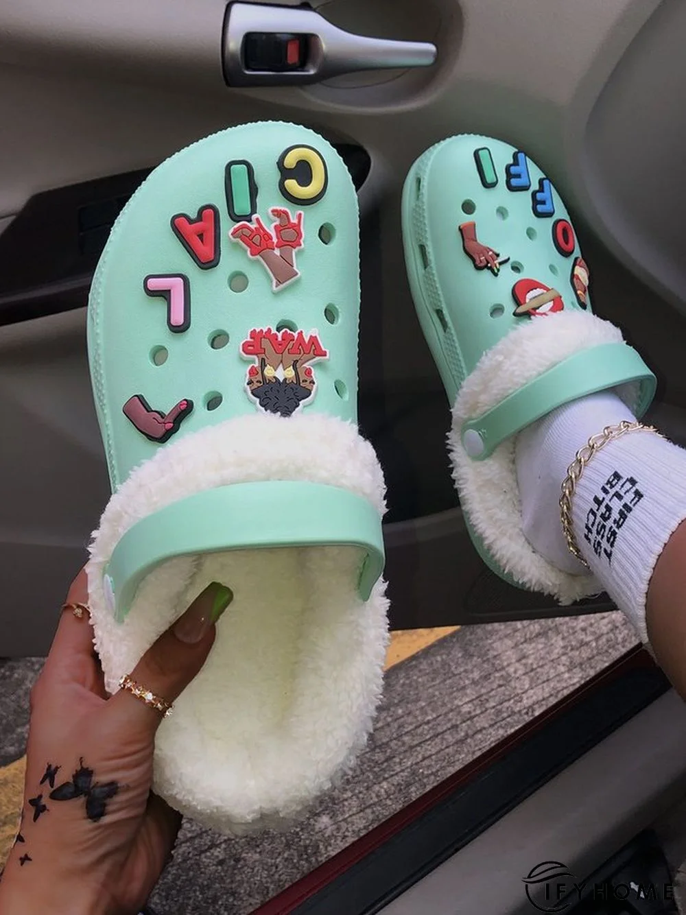 Text Letters Decor Casual EVA Vented Clogs Sandals | IFYHOME