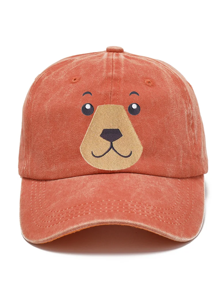 Cute Dog Embroidered Print Linen Blend Hat