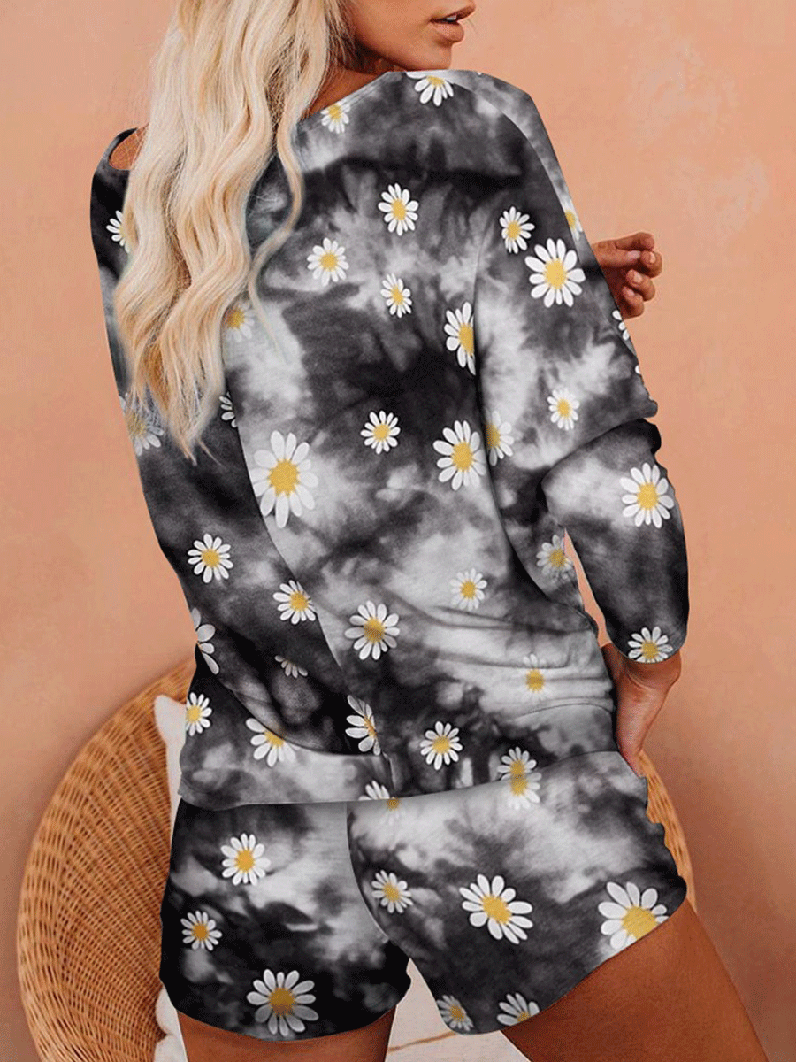 Tie Dye Dolman Knit Top with Pocketed Shorts