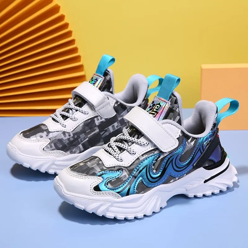 Autumn Kids Sport Shoes For Boy Girl Running Sneakers Mecha Cartoons Children's Waterproof Leather Shoes Platform Light Casual S