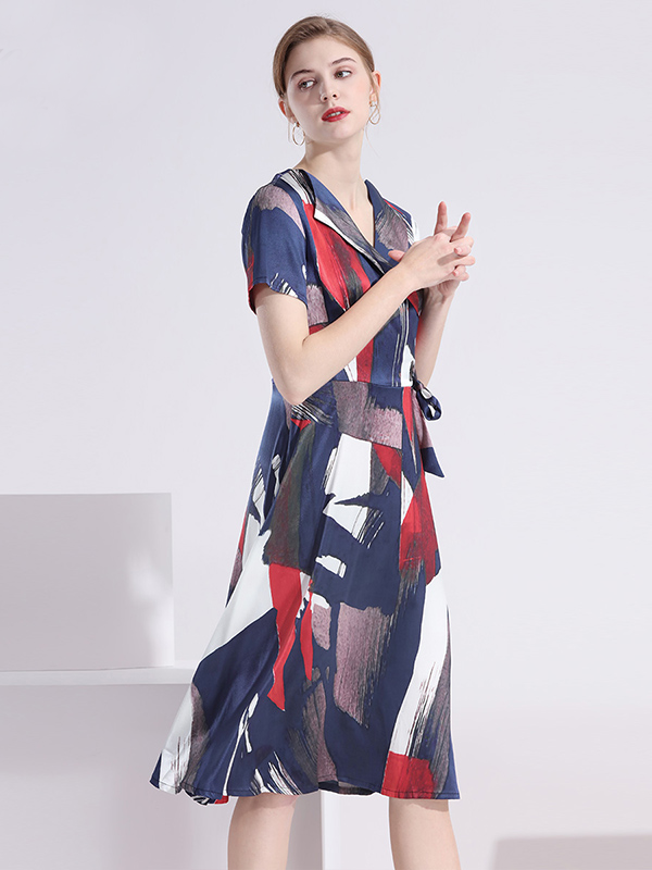 Silk Dress Abstract Print Fashion Style