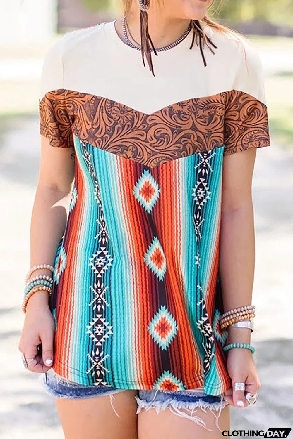 Western Tribal Fashion Crew Neck T-shirt