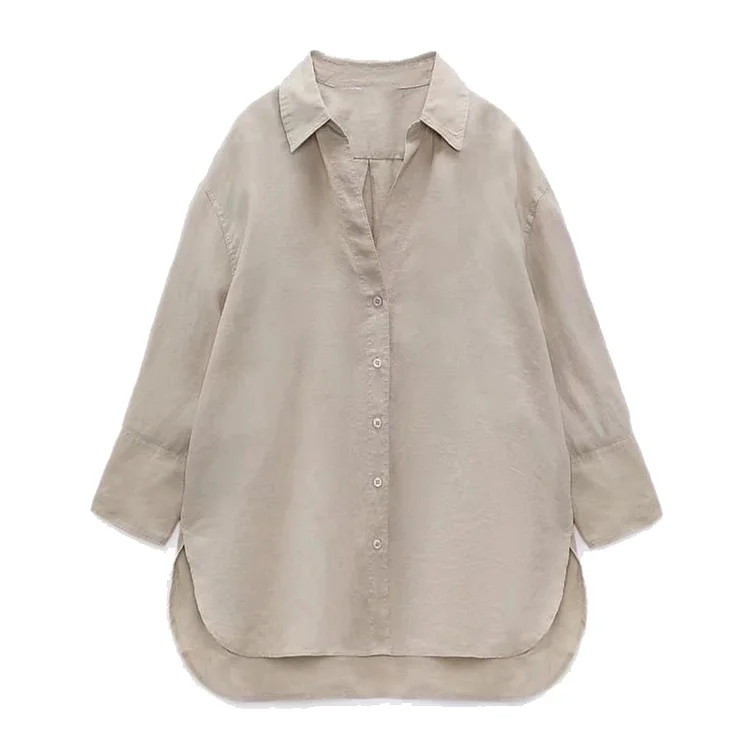 Dubeyi 2022 Spring Linen Shirts Button Lapel Cardigan Top Lady Loose Short Sleeve Oversized Shirt Womens Blouses Blusas Mujer