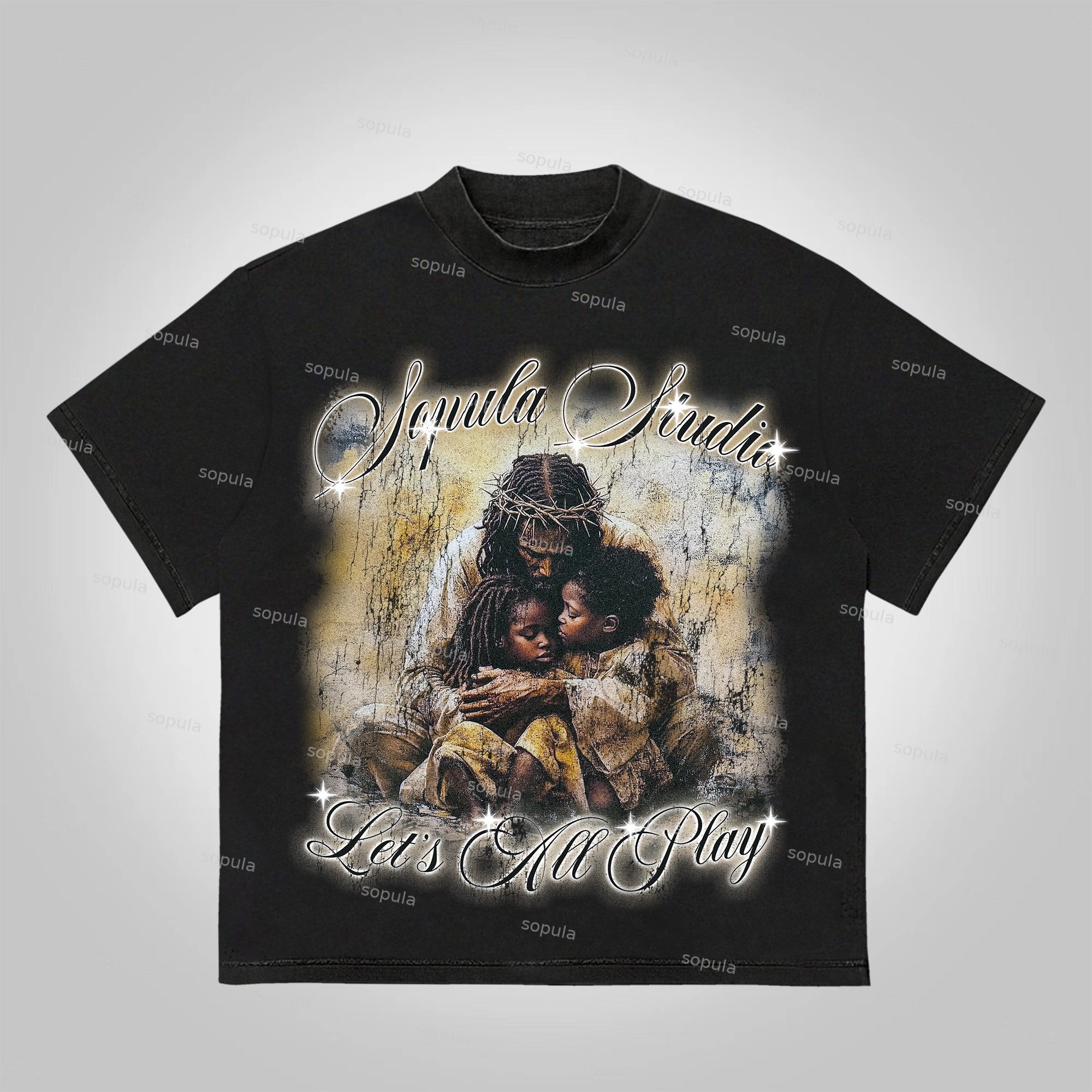 Sopula God Is Always There Retro Make Vintage Graphics Cotton T-Shirt
