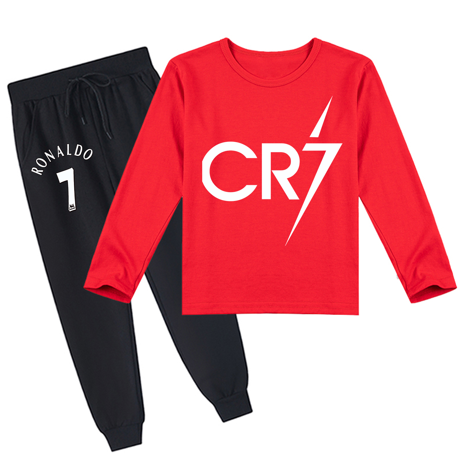 Mayoulove Kids' Cristiano Ronaldo Long Sleeve T-Shirt Set - Perfect for Boys & Girls, Soccer Fan Gear-Mayoulove