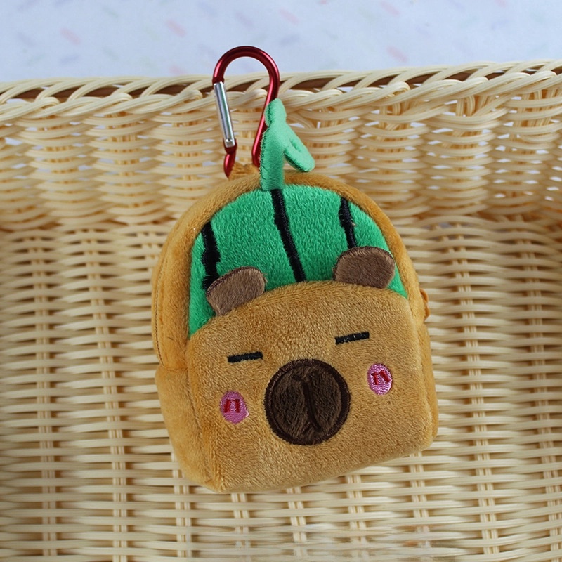 Kapibala Fruit Hat Coin Purse Cartoon Fruit Version Capybara Coin Purse Plush Small Backpack Bag Pendant