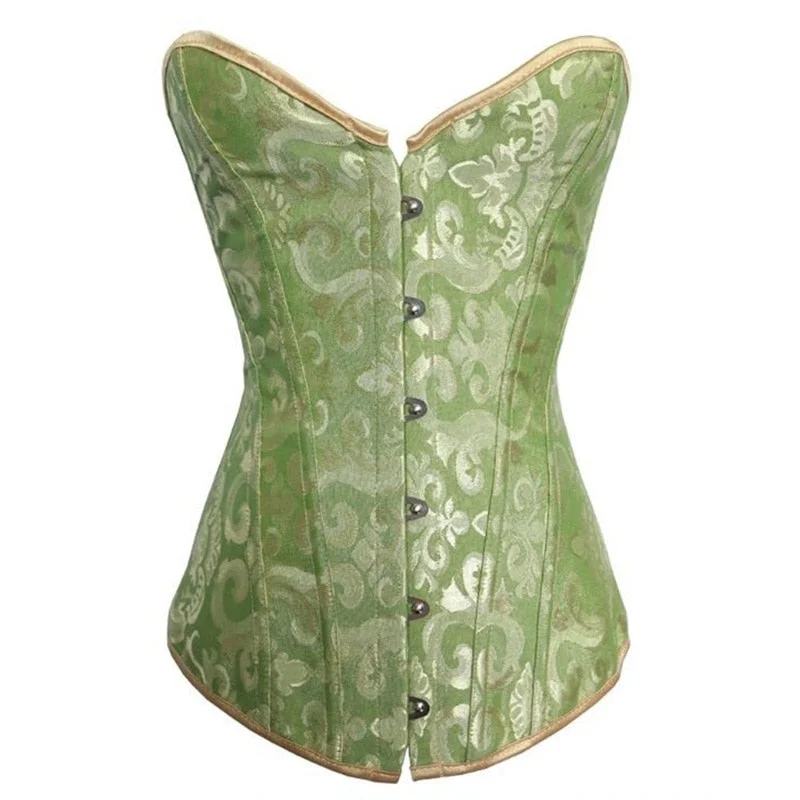 Sapubonva corsets and bustiers for women christmas sexy corselet satin overbust corset brocade vintage green black white cheap