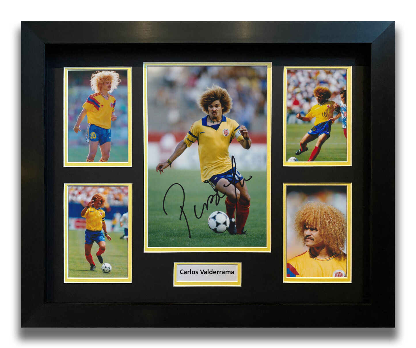 CARLOS VALDERRAMA HAND SIGNED FRAMED Photo Poster painting DISPLAY - COLOMBIA AUTOGRAPH 5.