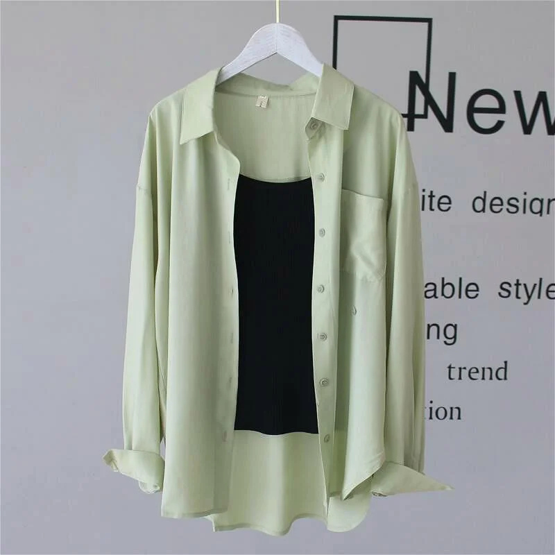 Uveng Uveng And Autumn Thin Shirt Outside The Women's Leisure Relaxed Long-Sleeved Chiffon Sunscreen Jacket 2025 Summer