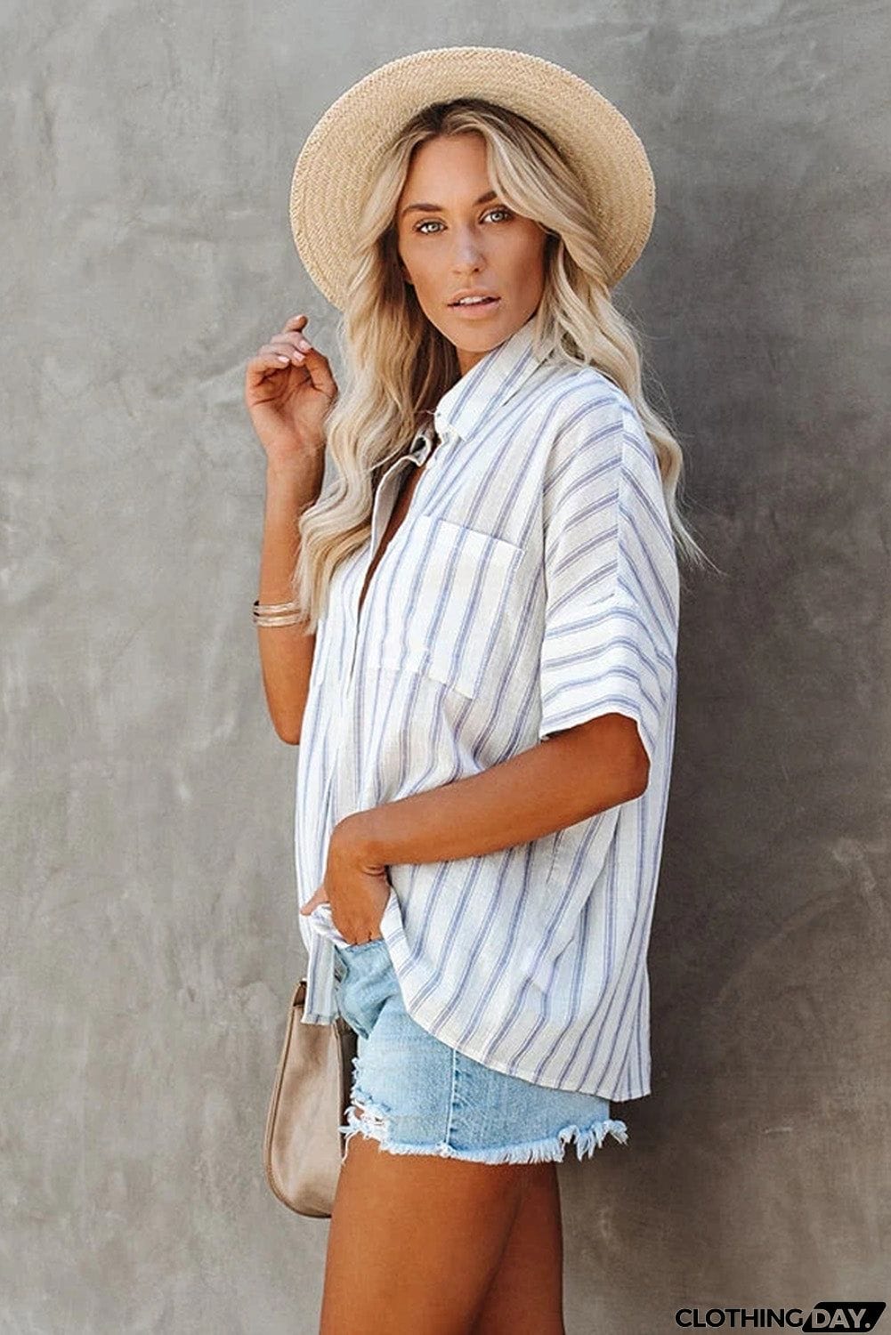 Pocketed Striped Shirt