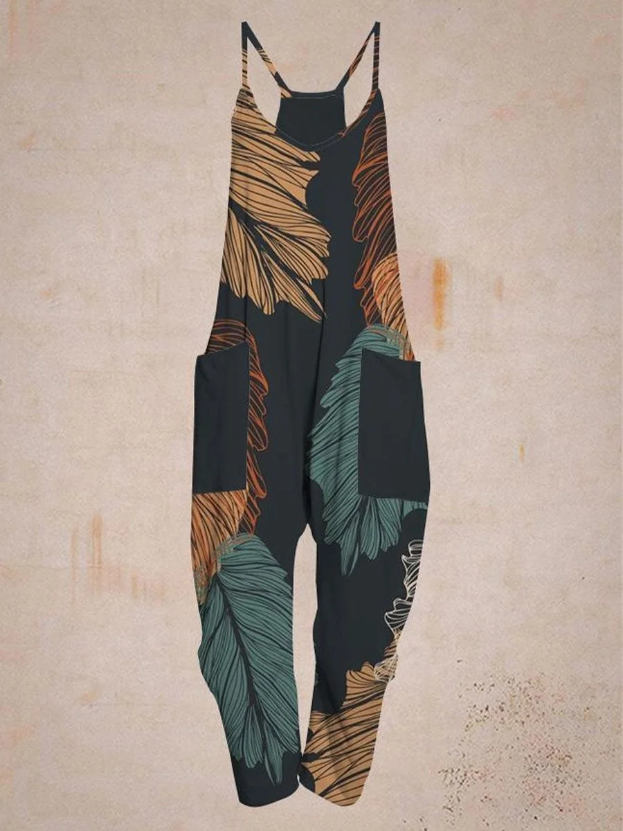 Casual Leaf Print Comfortable Jumpsuit