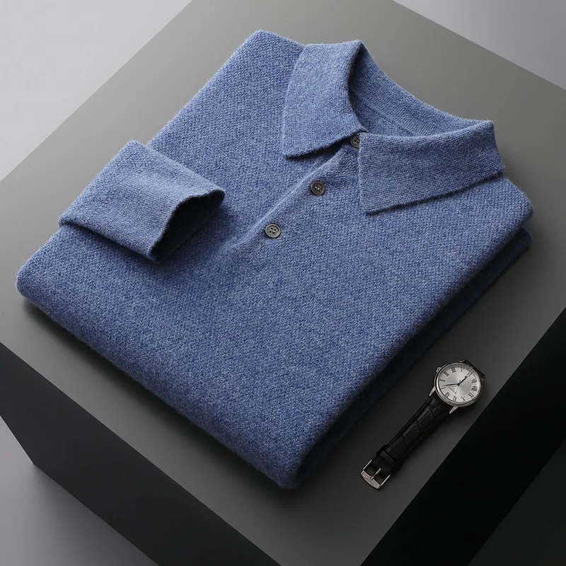 Men's Business Polo Neck Full Wool Sweater