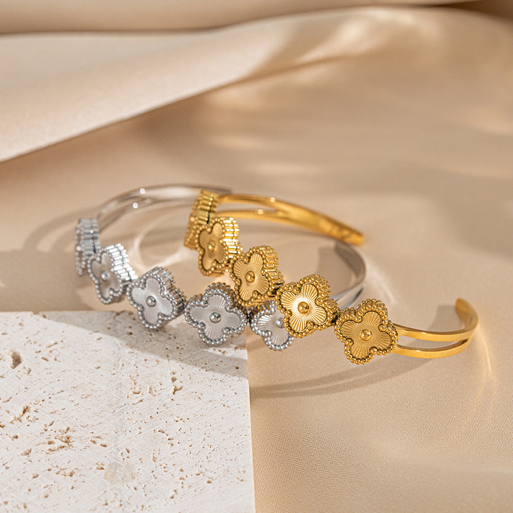 Bracelet Women Titanium Steel Stainless Steel Laser Bracelet Inlaid Diamond Simple Fashion Bracelet