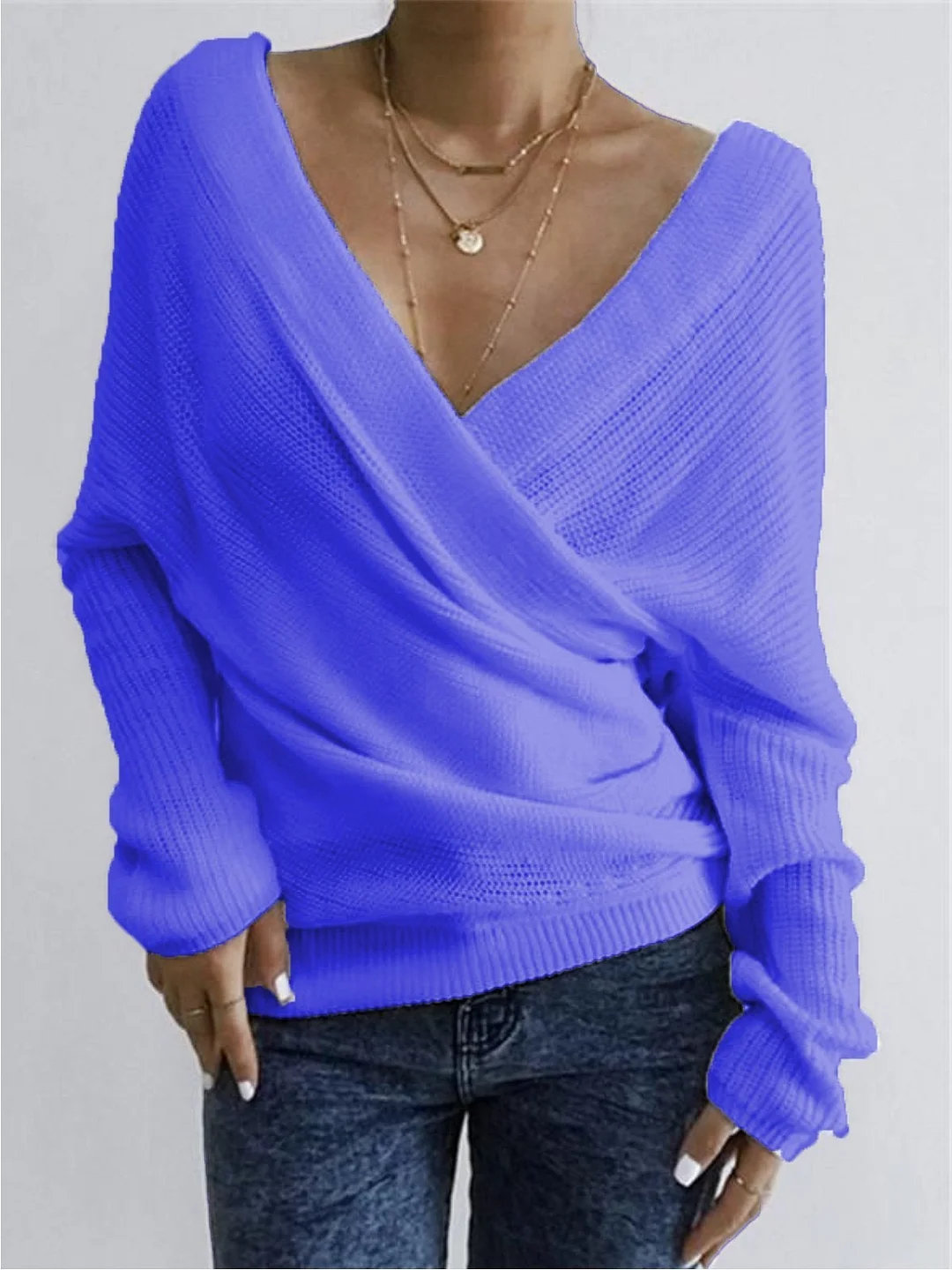 Women Casual Tops Tunic V Neck Sweater