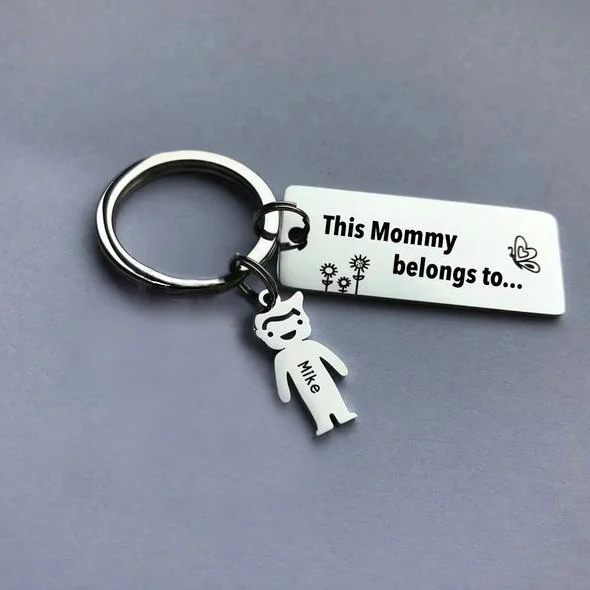 Personalized Kid Charm Keychain Engrave 1 Name for Mommy Mother's Day Gift