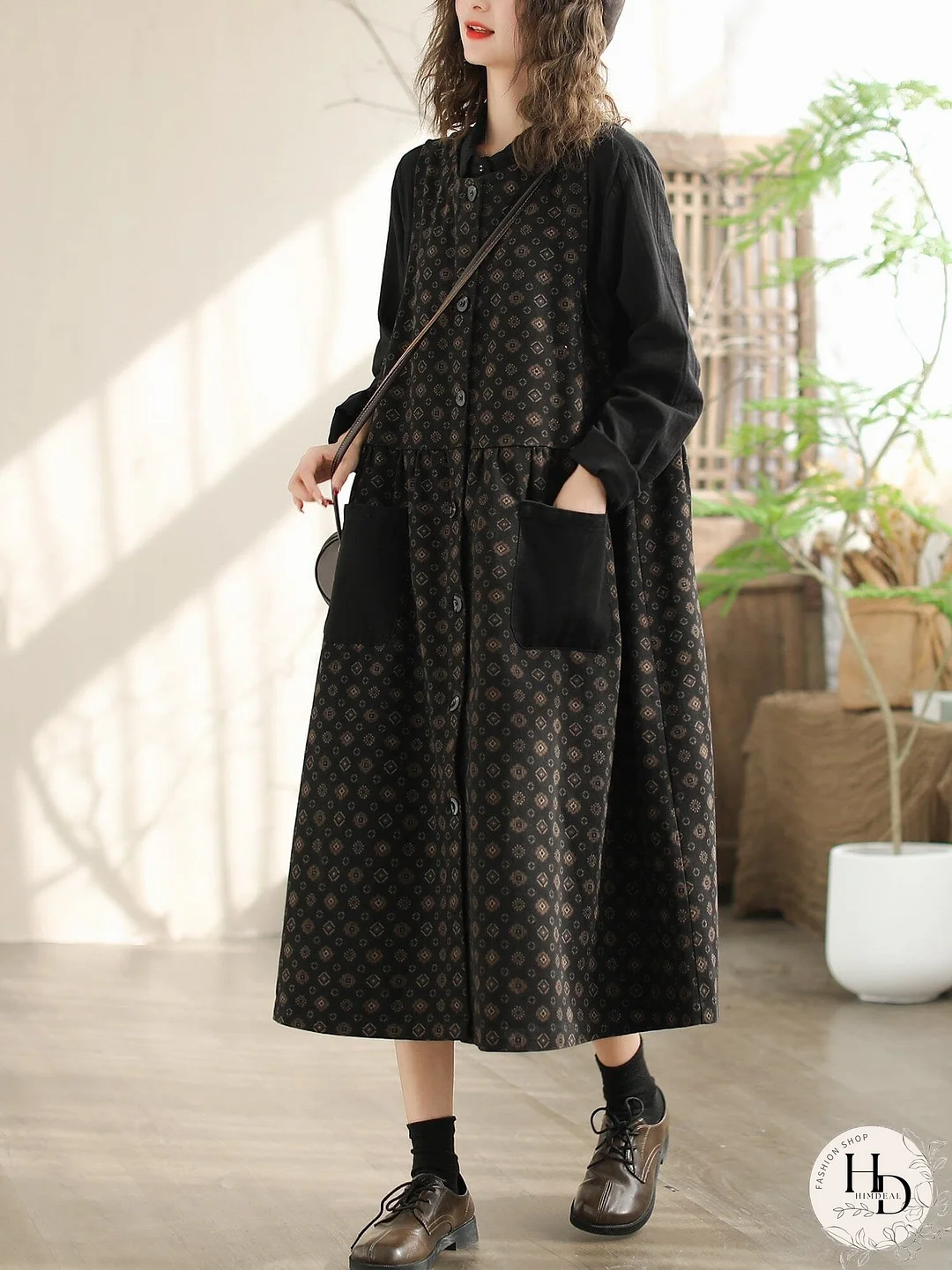 Spring Retro Loose Cotton Denim Sleeveless Dress