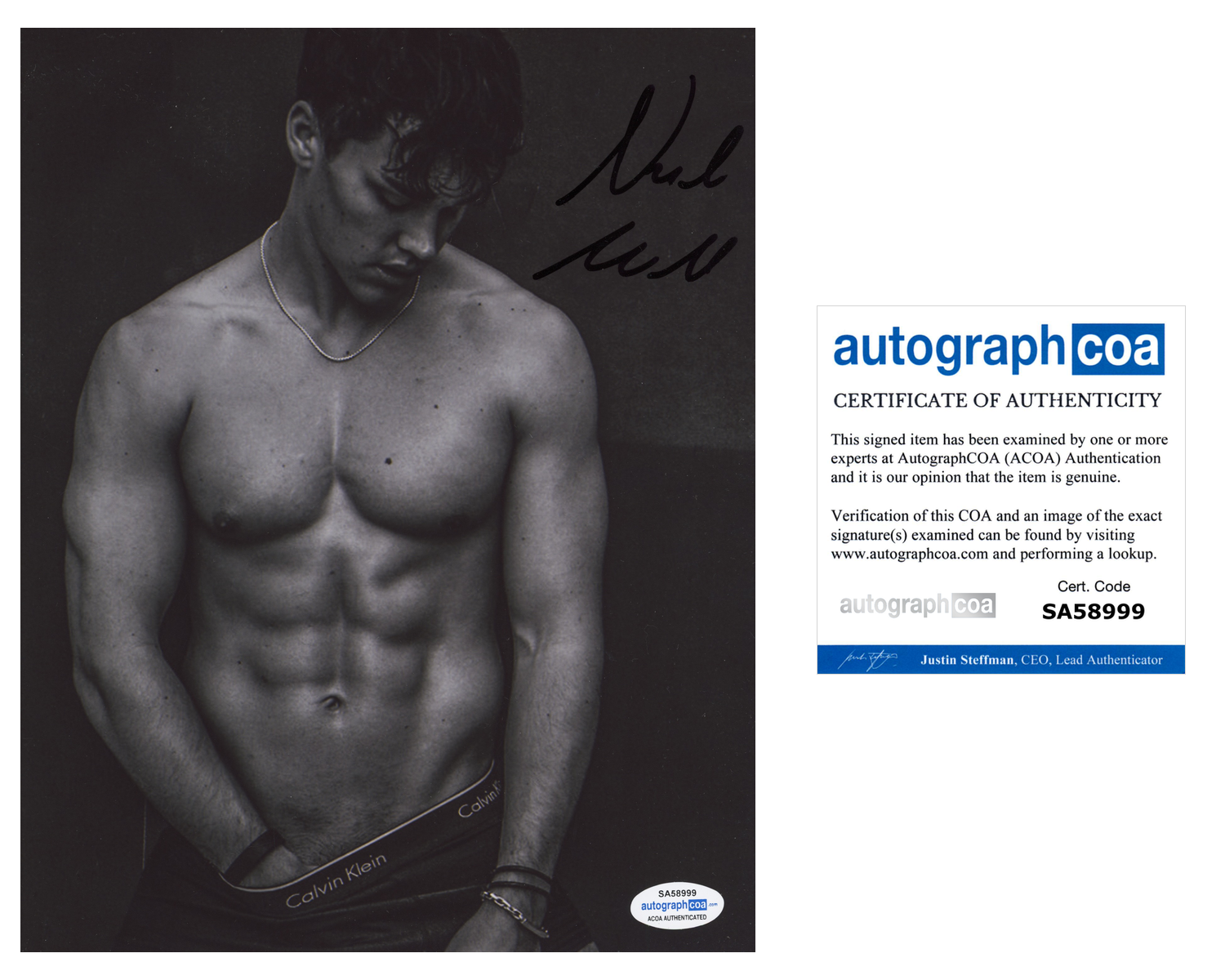 Noah Beck Signed Autograph 8x10 Photo Poster painting Shirtless Calvin Klein Actor ACOA COA