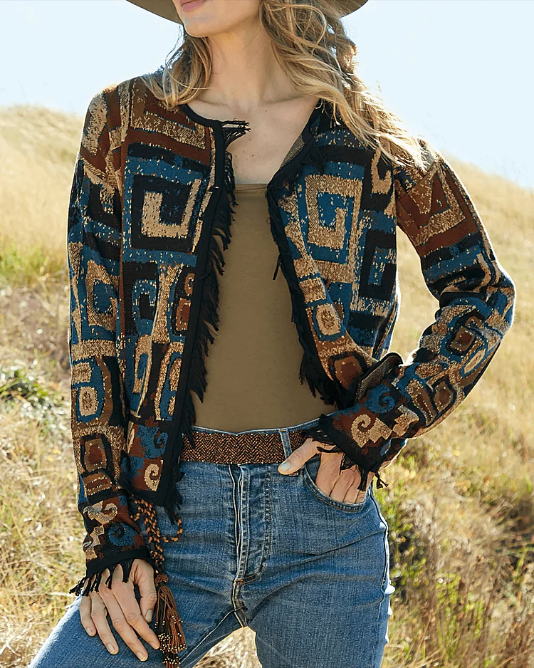 Women's Tassel Long Sleeve Jacket