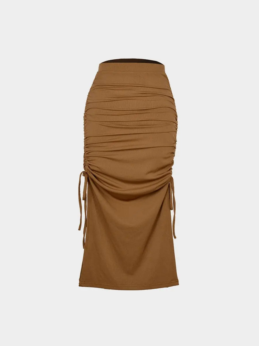 High Waist Drawstring Split Hem Skirts
