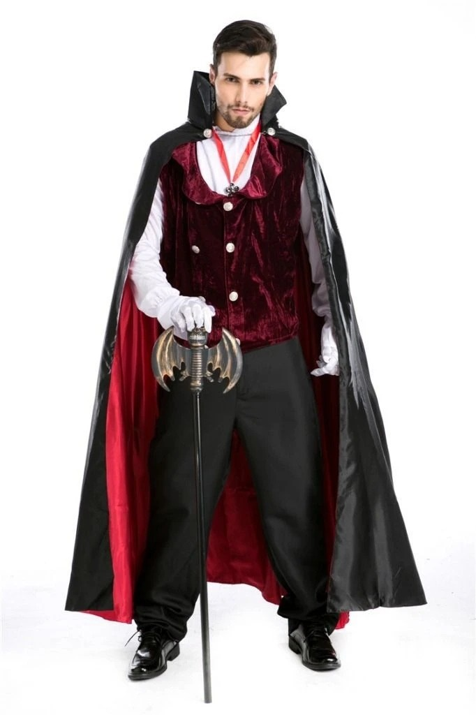 Halloween Vampire Witch Dracula Suit Dress Gown Robe Cloak Adult Cosplay Costume