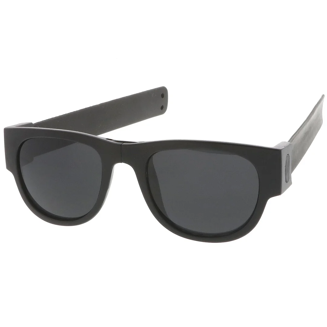 Portable Rubber Snap Arms Square Lens Foldable Horn Rimmed glasses 53mm