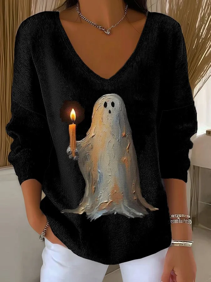 🔥Buy 3 Get 10% Off🔥Women'S Retro Ghost Print T-Shirt 