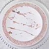 10 Pack | 8" Rose Gold and White Marble Plastic Appetizer Salad Plates