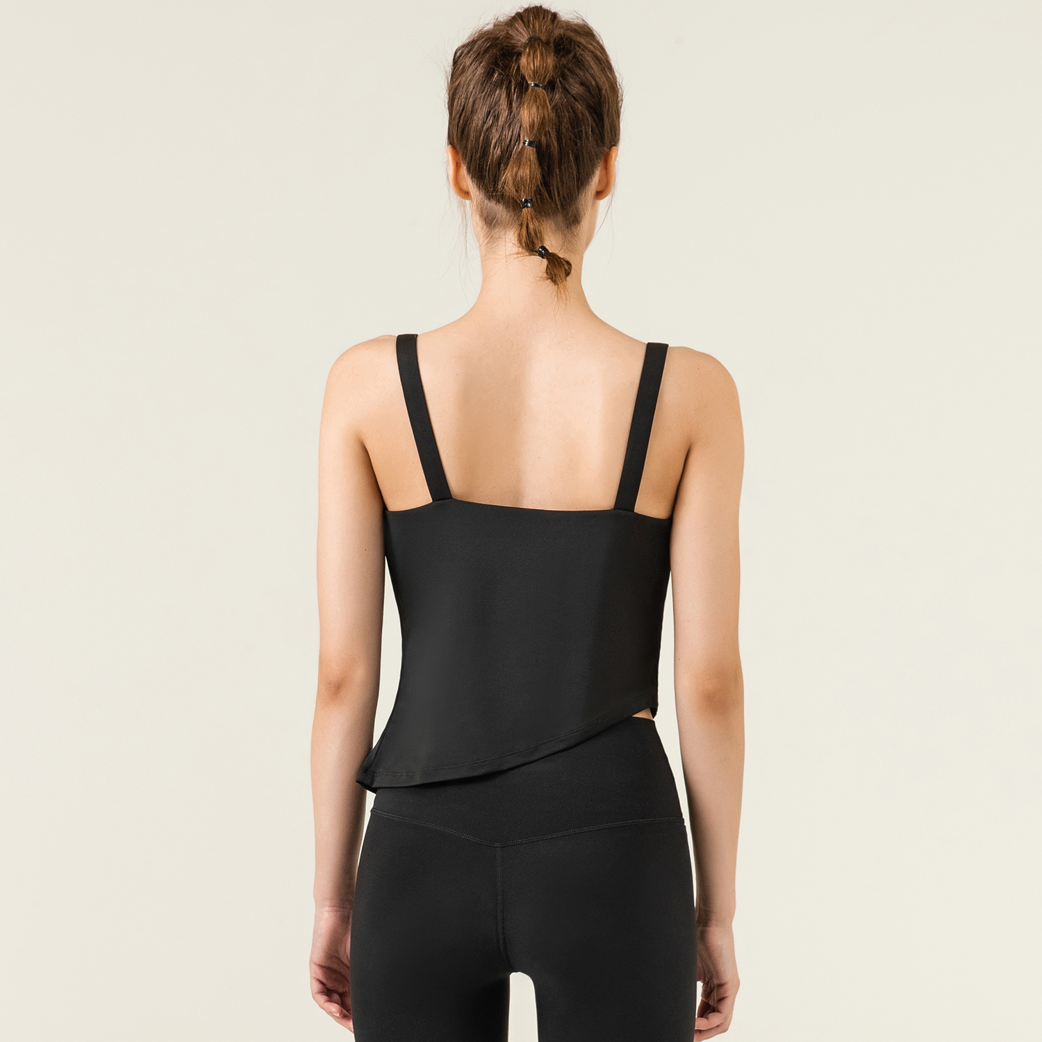 Buy Hergymclothing Black skin friendly breathable stretchable close-fitting butter soft sports fitness vest with pads for women online